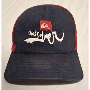 Vintage 90s Quicksilver Mesh Trucker Snapback Hat Adjustable Blue And Red